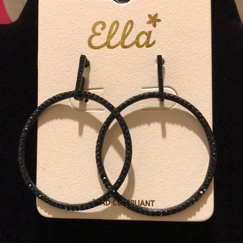 🖤Galaxy Black crystals stud hoop earrings 🖤